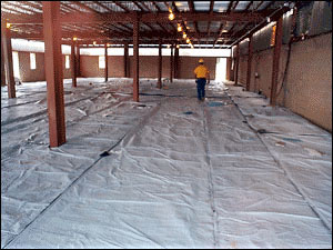 Insul-Tarp ground insulation installed in warehouse facility.